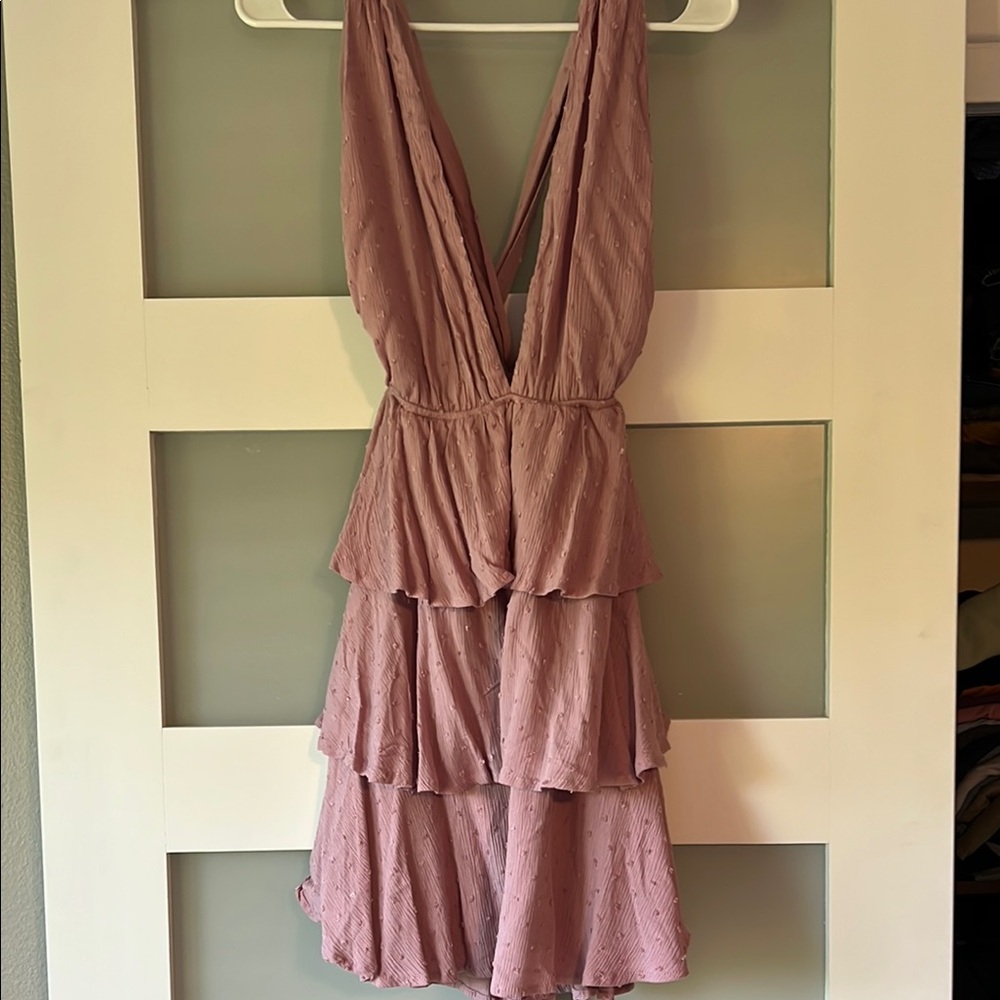 Lulu's Purple Plunge Neck Sleeveless Sundress